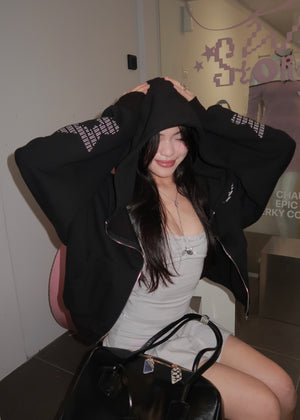 Star Student Zip-Up Hoodie (Black)