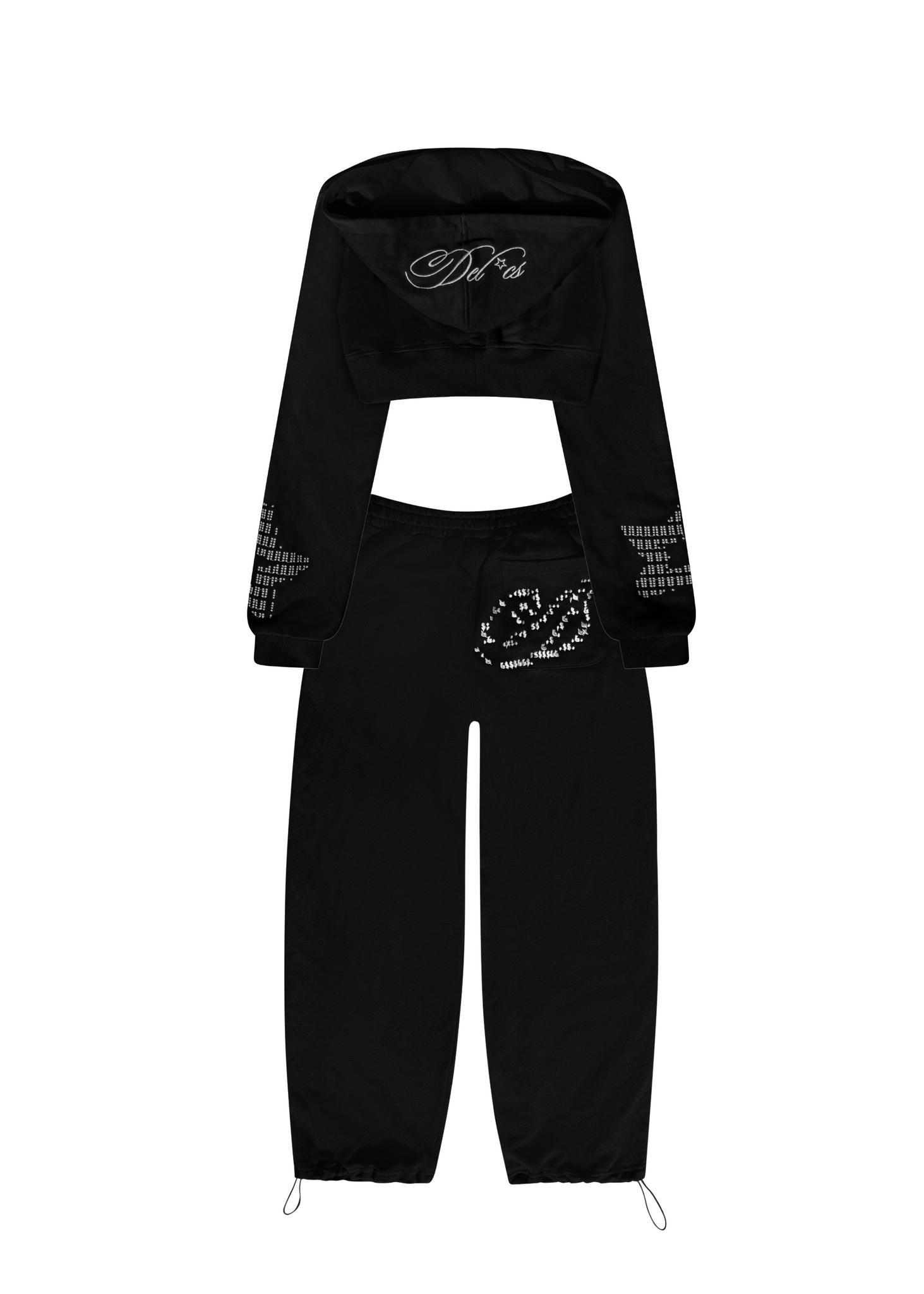 (SET) Star Student Cropped Sweat Set (Black)
