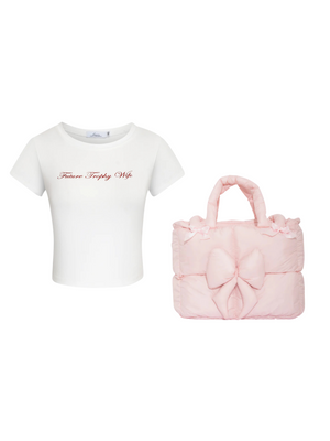 SALE BUNDLE: 'Future Trophy Wife' Tee & Pink Pillow Bag
