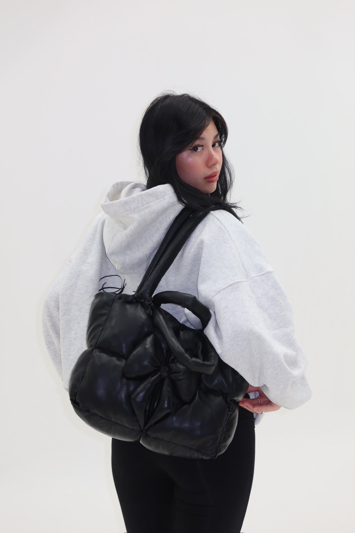 Midnight Black Bow Pillow Bag