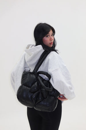 Midnight Black Bow Pillow Bag
