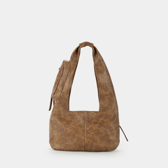 C2-Pocket Hobo Bag (Size M) Brown