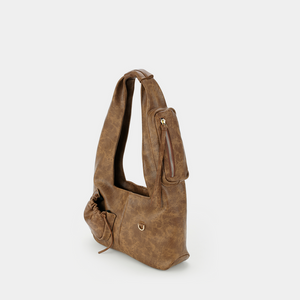 C2-Pocket Hobo Bag (Size M) Brown