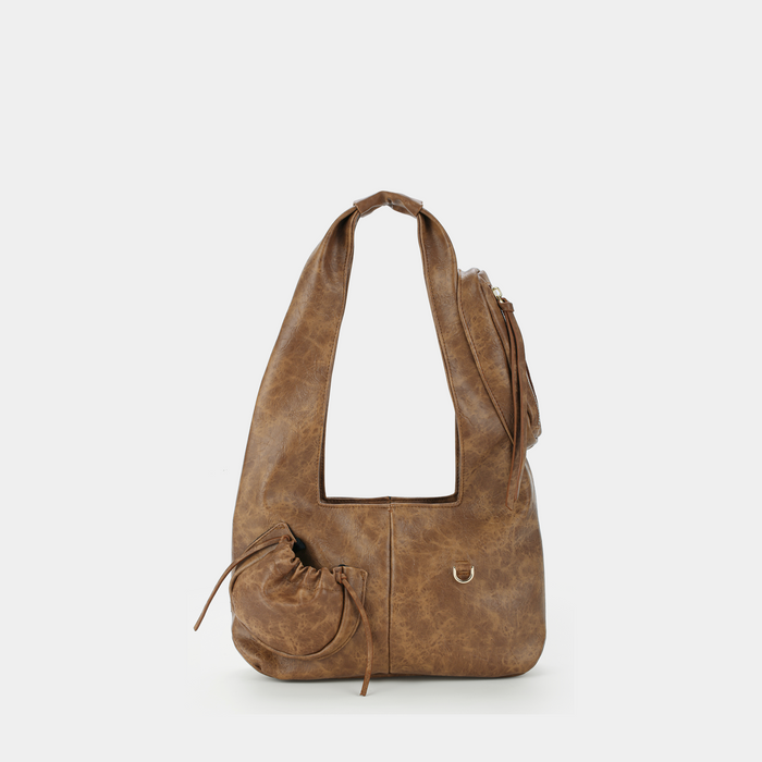 C2-Pocket Hobo Bag (Size M) Brown